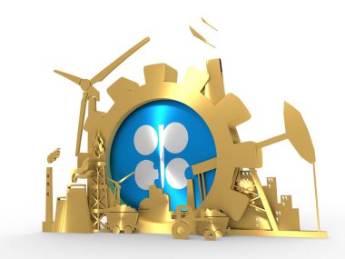 Opec bayrağı ile enerji ve güç Icons set