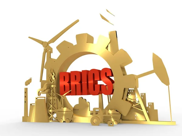 Icone Energia ed Energia con testo BRICS — Foto Stock