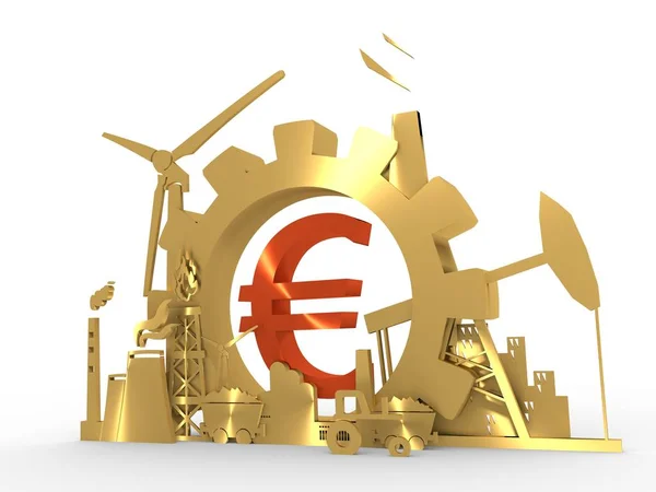 Energy and Power icons set with euro sign — Stock Photo, Image