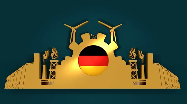 Ícones de energia e energia definidos com bandeira da Alemanha — Fotografia de Stock