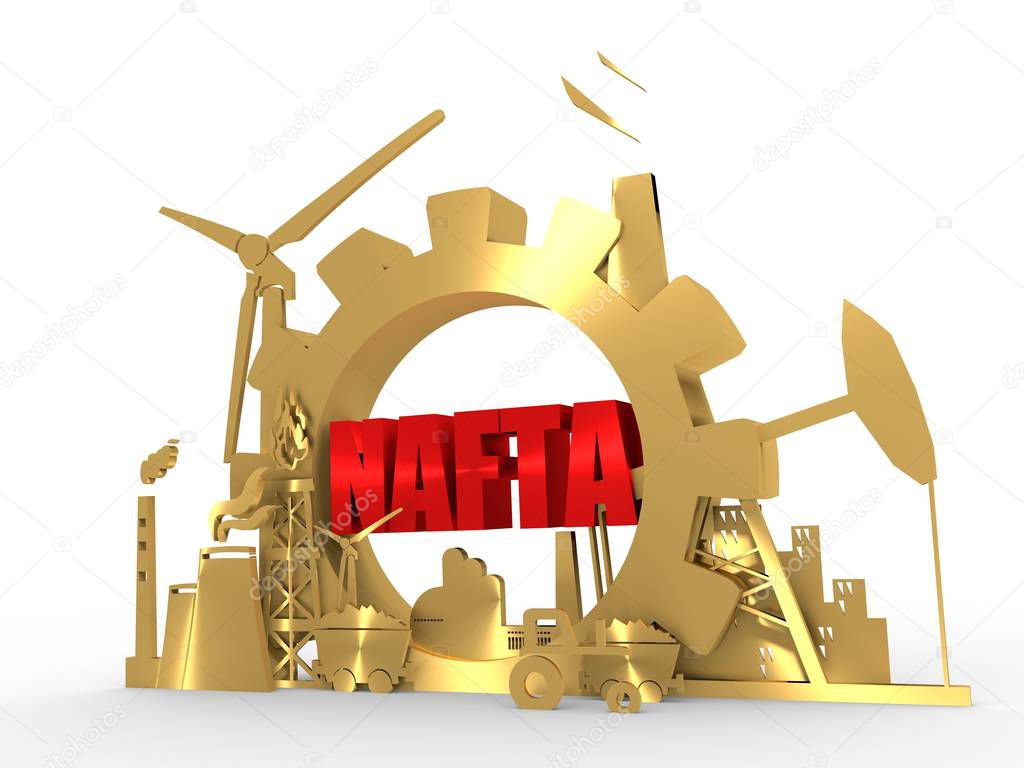 Energy and Power icons set with NAFTA text