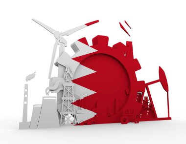 Bahreyn bayrağı ile enerji ve güç Icons set