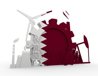 Katar bayrağı ile enerji ve güç Icons set