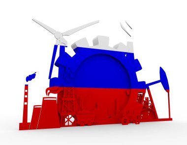 Rusya bayrağı ile enerji ve güç Icons set