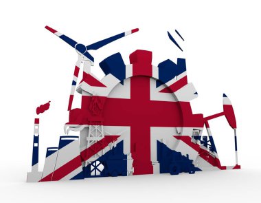İngiltere bayrak ile enerji ve güç Icons set