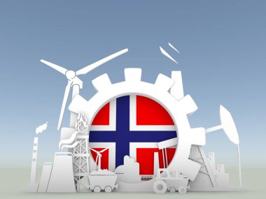 Norveç bayrağı ile enerji ve güç Icons set