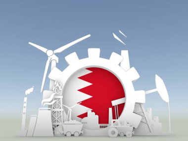 Bahreyn bayrağı ile enerji ve güç Icons set