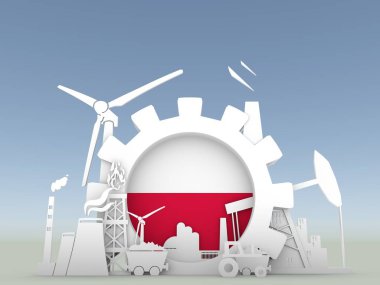 Polonya bayrağı ile enerji ve güç Icons set