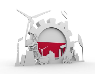 Polonya bayrağı ile enerji ve güç Icons set