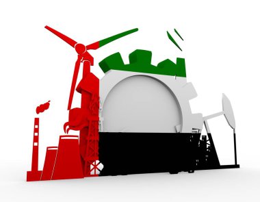 Birleşik Arap Emirlikleri bayrağı ile enerji ve güç Icons set