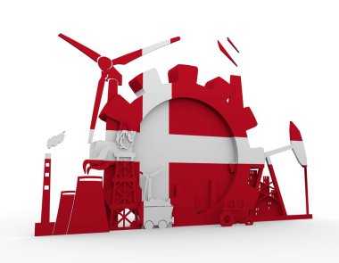 Danimarka bayrağı ile enerji ve güç Icons set