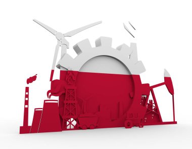 Polonya bayrağı ile enerji ve güç Icons set