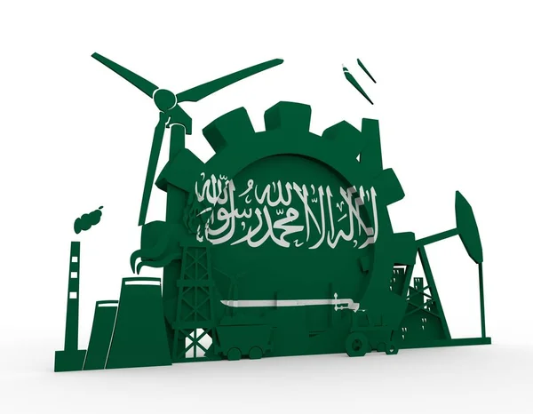 Energia i moc ikony Ustaw z flaga Arabii Saudyjskiej — Zdjęcie stockowe