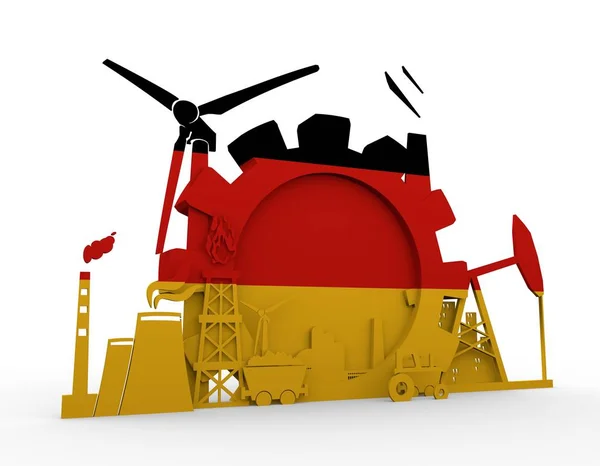 Energy and Power icons set with Germany flag — Stock Photo, Image
