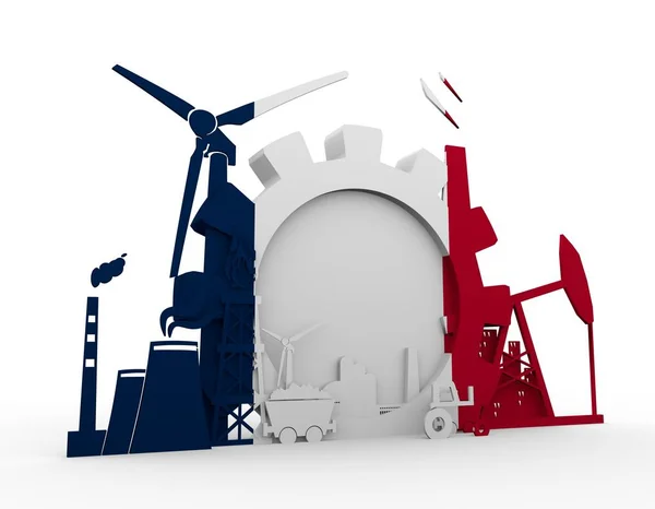 Iconos de Energía y Energía con bandera de Francia — Foto de Stock