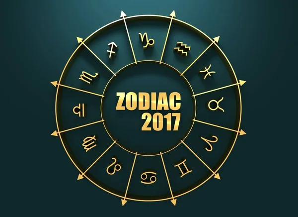 Símbolos astrológicos en círculo dorado — Foto de Stock