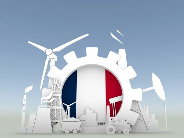 Iconos de Energía y Energía con bandera de Francia — Foto de Stock