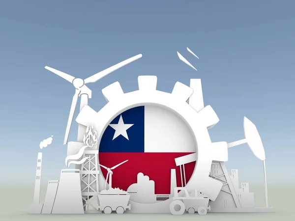 Icônes Énergie et Électricité avec drapeau du Chili — Photo