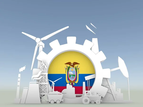 Energy and Power icons set with Ecuador flag — Stock Photo, Image