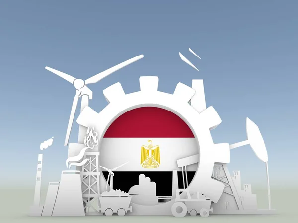 Icone Energia ed Energia con bandiera egiziana — Foto Stock