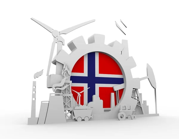 Energi och kraft ikoner set med Norge flagga — Stockfoto