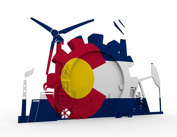 能源和电力的图标设置与科罗拉多州旗 — 图库照片