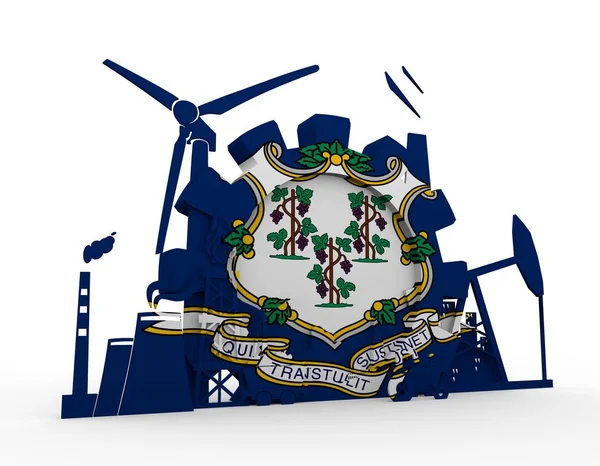 Energy and Power icons set with Connecticut flag — Stock Photo, Image