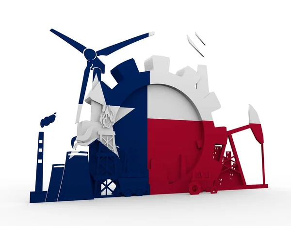 Energie en kracht pictogrammen instellen met Texas vlag — Stockfoto