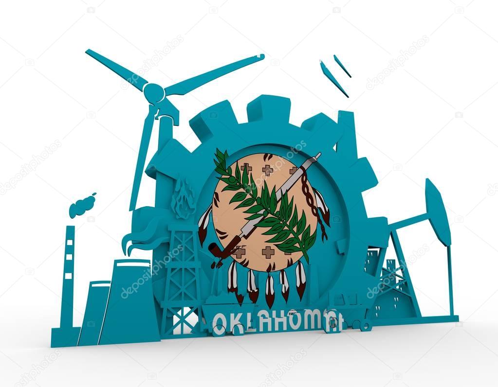 Energy and Power icons set with Oklahoma flag