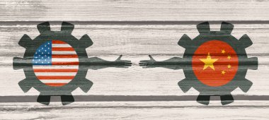 Web Banner, Header düzeni şablonu. Politik ve ekonomik ABD ve Çin arasında bir ilişki