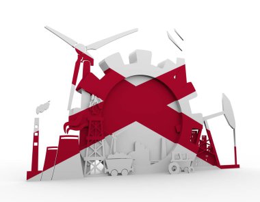 Alabama bayrağı ile enerji ve güç Icons set