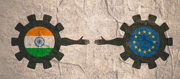 Web Banner, κεφαλίδα πρότυπο διάταξης. Πολιτικό και οικονομική σχέση μεταξύ της Ινδίας και την Ευρωπαϊκή Ένωση — Φωτογραφία Αρχείου