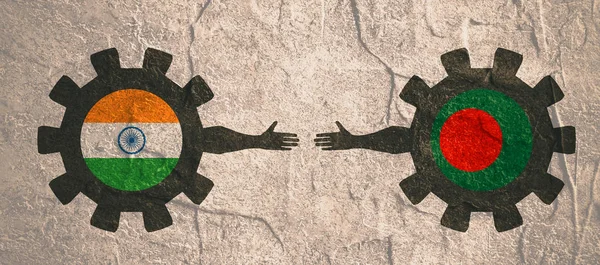 Web Banner, κεφαλίδα πρότυπο διάταξης. Πολιτικό και οικονομική σχέση μεταξύ της Ινδίας και του Μπαγκλαντές — Φωτογραφία Αρχείου