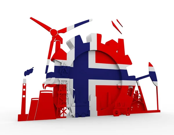Energi och kraft ikoner set med Norge flagga — Stockfoto