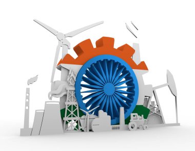 Hindistan bayrağı ile enerji ve güç Icons set
