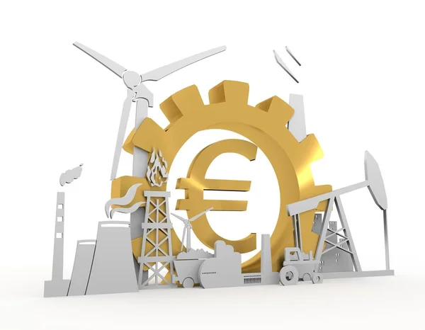 Energy and Power icons set with Euro sign — Stock Photo, Image