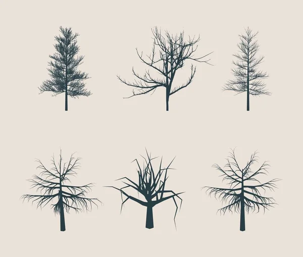 Ölü ağaç yaprakları siluetleri olmadan — Stok Vektör