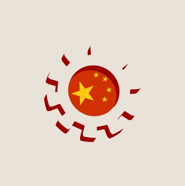 Rueda dentada 3D con bandera de China — Vector de stock
