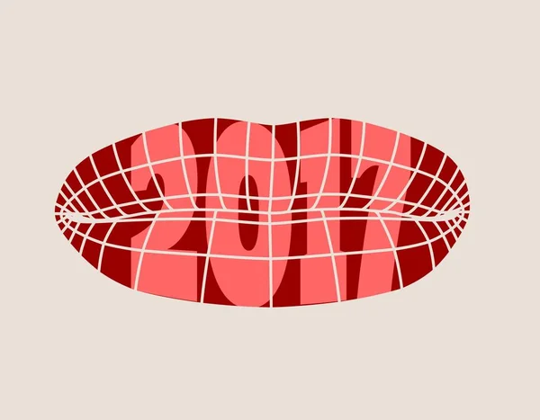 Wire frame polygonal female lips. — Stock Vector