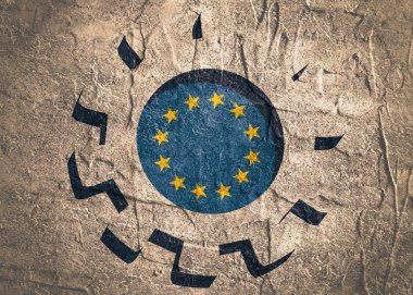 Avrupa Birliği bayrağı ile 3D cog wheel