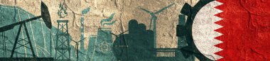 Enerji ve güç Icons set. Başlık banner ile Bahreyn bayrağı