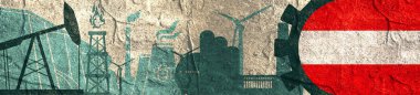 Enerji ve güç Icons set. Başlık banner ile Avusturya bayrağı