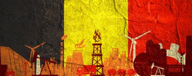 Enerji ve güç Icons set. Başlık banner ile Belçika bayrağı