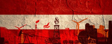 Enerji ve güç Icons set. Başlık banner ile Avusturya bayrağı