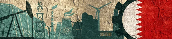 Enerji ve güç Icons set. Başlık banner ile Bahreyn bayrağı