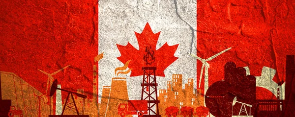Ενέργεια και ισχύς εικόνες set. Banner Header με σημαία του Καναδά — Φωτογραφία Αρχείου