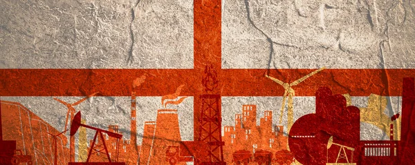 Energii i mocy zestaw ikon. Header banner z flaga Anglii — Zdjęcie stockowe