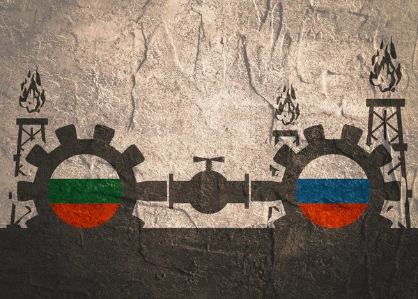 Russia e Bulgaria bandiere sugli ingranaggi — Foto Stock