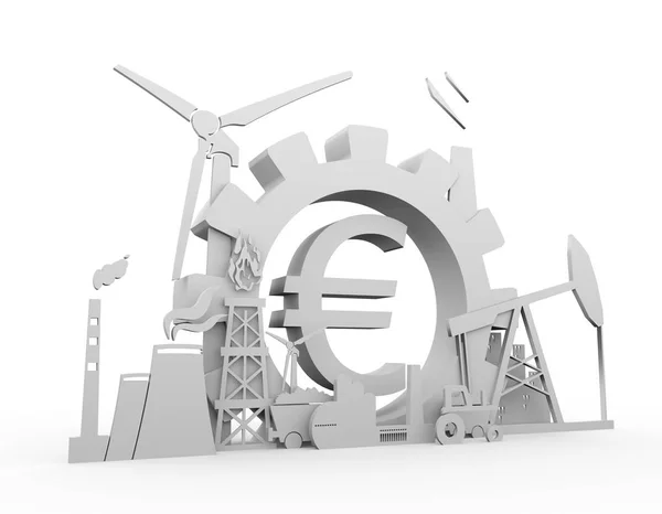 Ikon energi dan daya diatur dengan tanda euro — Stok Foto
