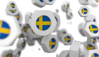 İsveç bayrağı ile fındık havaya yükselme grubu